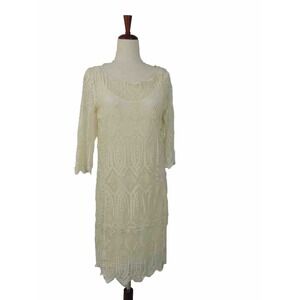 Sundance Ivory Lace‎ Overlay Scalloped Boho Bridal Beach Slip Dress Sz. Small